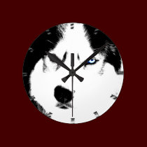 Husky Clock Wolf Husky Sled Dog Wall Clock wall clocks