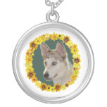 Husky Dog Circle of Flowers Necklaces