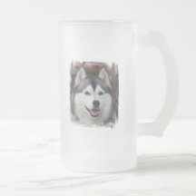 Husky Dog Frosted Beer Mug