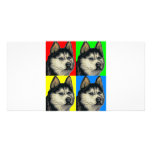 Husky Malamute Goes Primary Collage Personalized Photo Card