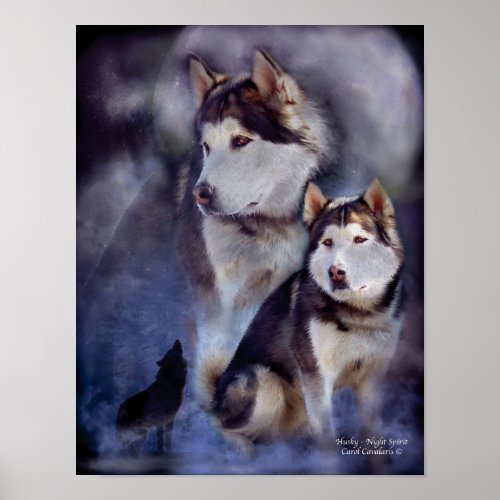 Husky -Night Spirit Art Poster print