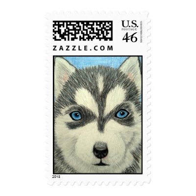 Husky Puppy Stamp by pamsartgallery