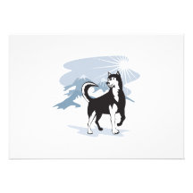 Husky Wild Dog Wolf Retro Personalized Invitations