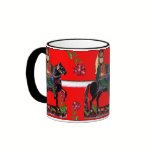 Hussar on a Black Horse -Hungarian Style Folk Art mugs