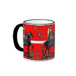 Hussar on a Black Horse -Hungarian Style Folk Art Coffee Mugs