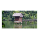 Hut and Lake Scene Photo Card