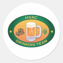 HVAC Drinking Team Round Stickers
