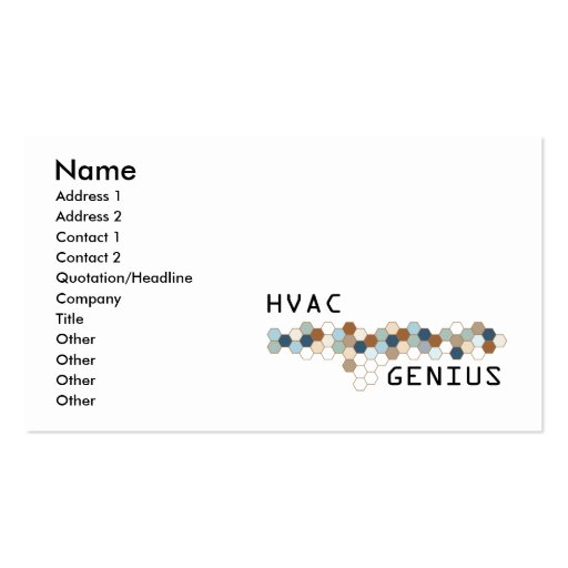 HVAC Genius Business Cards (front side)