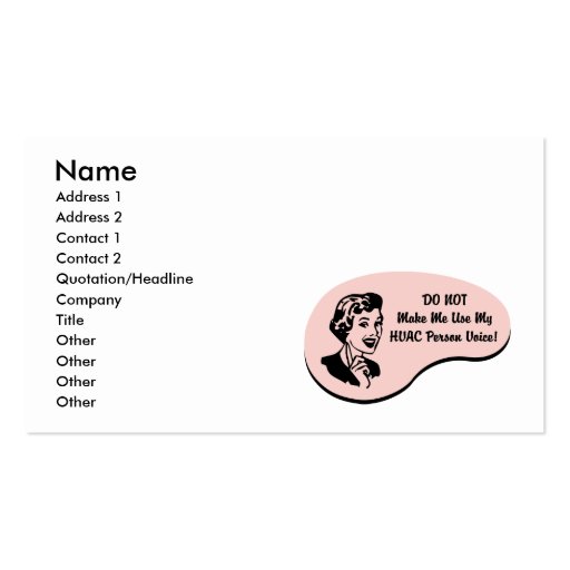 HVAC Person Voice Business Card Template (front side)