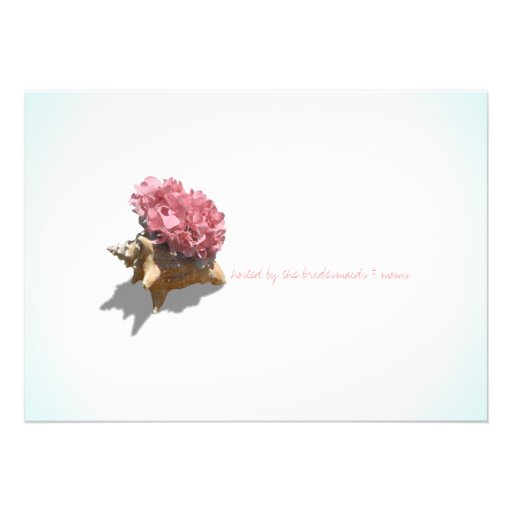 Hydrangea and Seashell Bridal Shower Pink Custom Invite
