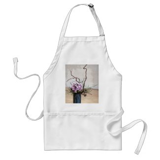Hydrangea and Wood Vase Watercolor Apron