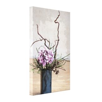Hydrangea and Wood Vase Watercolor Stretched Canvas Prints