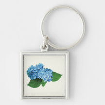 Hydrangea azul claro llaveros