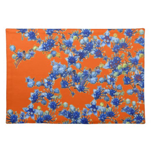 hydrangea blue and orange placemat