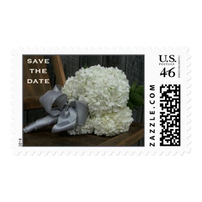 Hydrangea Bouquet & Barn Wood Save The Date Postage Stamp
