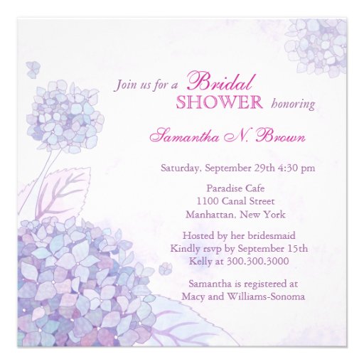 Hydrangea Bridal Shower Invitations