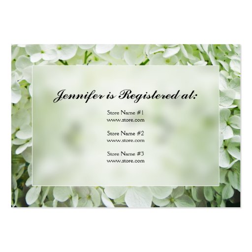 Hydrangea Bridal Shower Registry Cards Business Card Templates (front side)