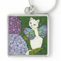 Hydrangea Cat Fairy Square Keychain Moussart keychains