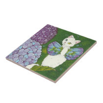 Hydrangea Floral Cat Fairy Ceramic Tile Moussart tiles