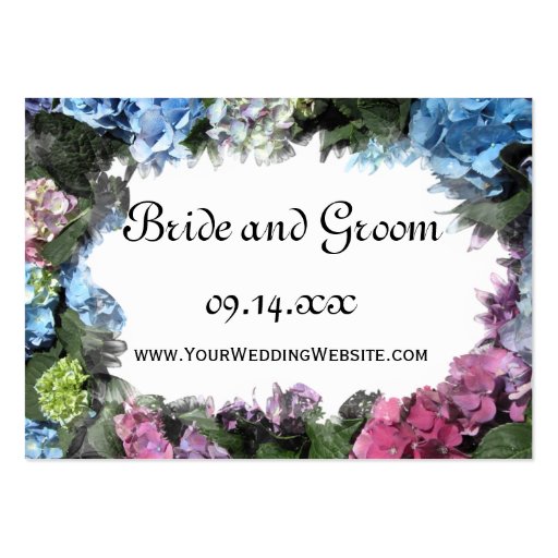 Hydrangea Frame Wedding Website Business Cards (front side)