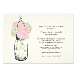 Hydrangea & Mason Jar Bridal Shower Announcement