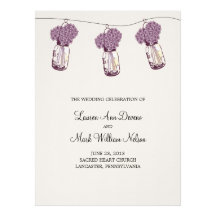 Hydrangea & Mason Jar Ceremony Program Custom Invitations
