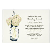 Hydrangea & Mason Jar Wedding Invitations