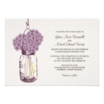 Hydrangea & Mason Jar Wedding Invitations