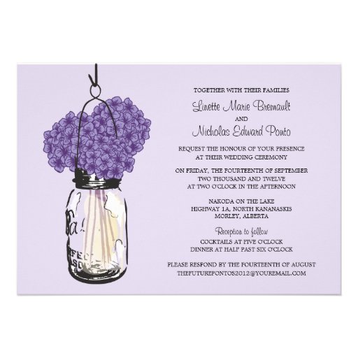 Hydrangea & Mason Jar Wedding Invitations