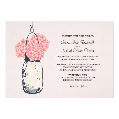 Hydrangea & Mason Jar Wedding Invitations