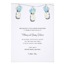 Hydrangea & Mason Jar Wedding Reception Personalized Announcements