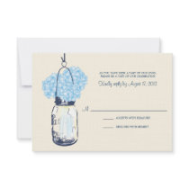 Hydrangea & Mason Jar Wedding RSVP Custom Announcements