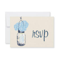 Hydrangea & Mason Jar Wedding RSVP Invitation