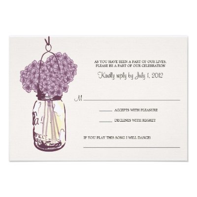 Hydrangea & Mason Jar Wedding RSVP Personalized Announcement