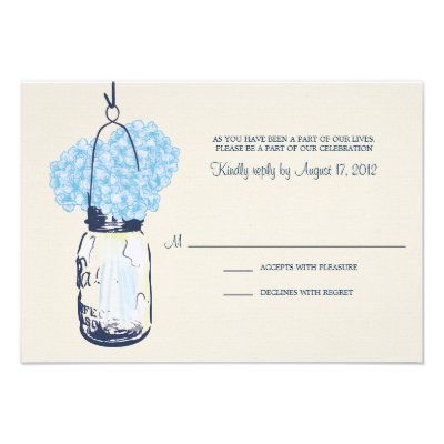 Hydrangea &amp; Mason Jar Wedding RSVP Custom Announcements