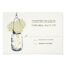 Hydrangea & Mason Jar Wedding RSVP Personalized Invitations