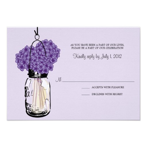 Hydrangea & Mason Jar Wedding RSVP Invites