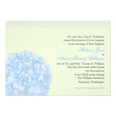 Hydrangea + Polka Dots Wedding Invitation