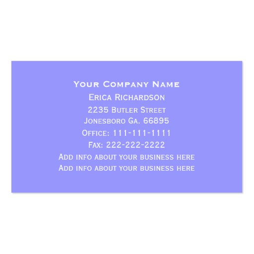 Hydrangea: Purple Monogram Business Cards (back side)