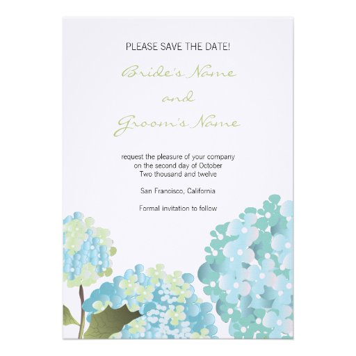 Hydrangea Save the Date Wedding Announcement