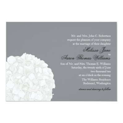 Hydrangea Wedding Invitation - Gray