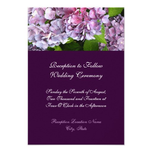 Hydrangea Wedding Reception Card