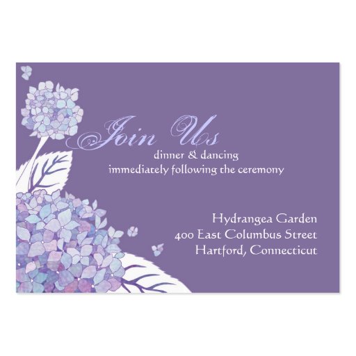 Hydrangea Wedding Reception Enclosure (3.5x2.5) Business Cards (front side)