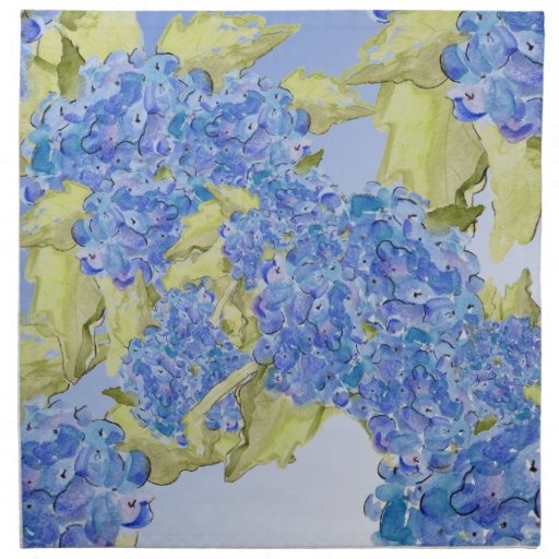 Hydrangea with blue background napkin  Zazzle