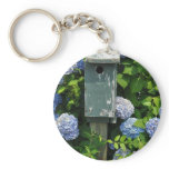 Hydrangeas and Bird Houses Keychains