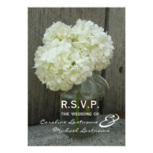 Hydranges & Barnwood Wedding RSVP Personalized Invitation