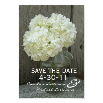 Hydranges & Barnwood Wedding Save The Date Custom Invitation