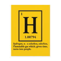 hydrogen - a gas which turns into people postcard