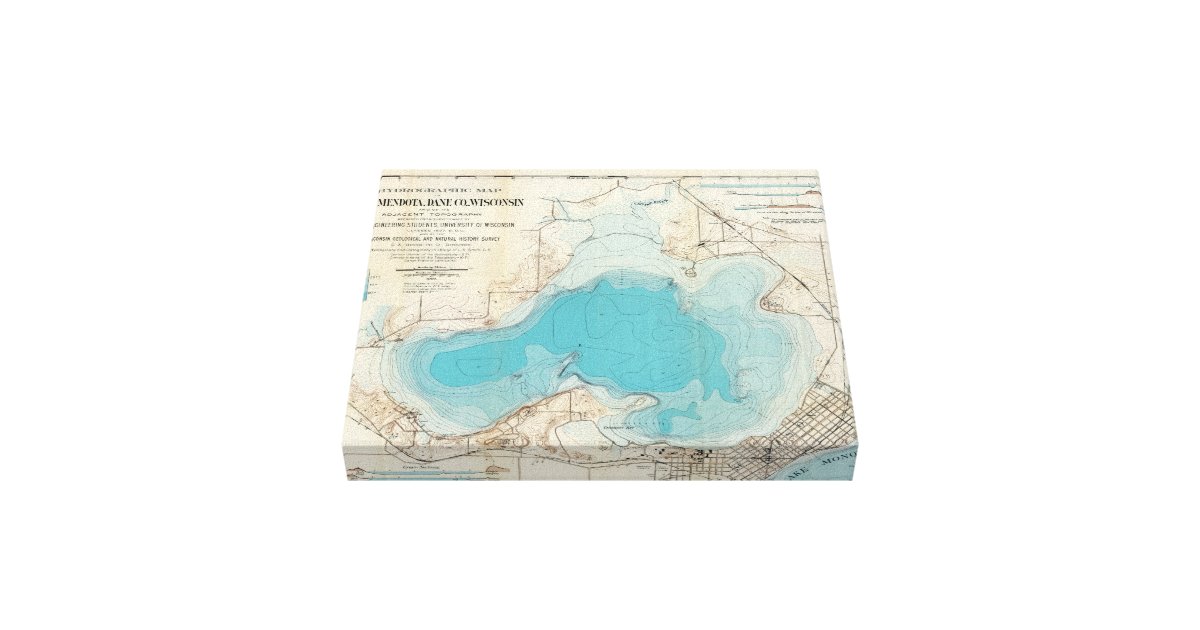 Hydrographic map Lake Mendota Canvas Print Zazzle