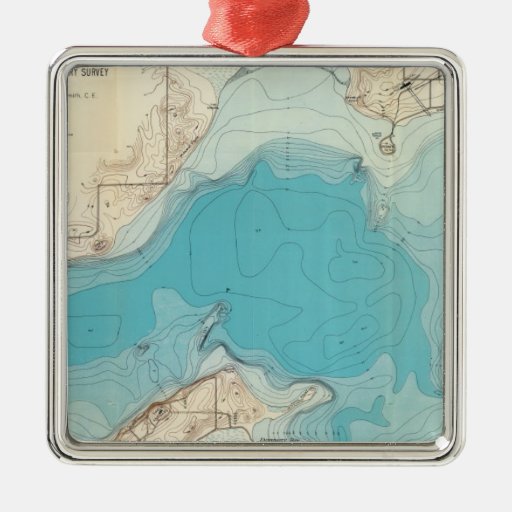 Hydrographic map Lake Mendota Ornaments